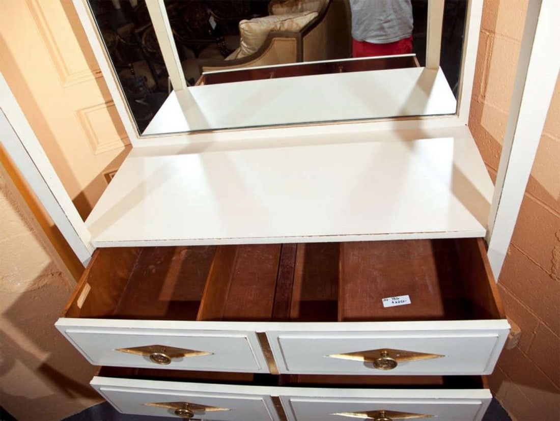 French Empire Style Painted And Parcel Gilt Vanity Dresser by Grosfeld House - 10