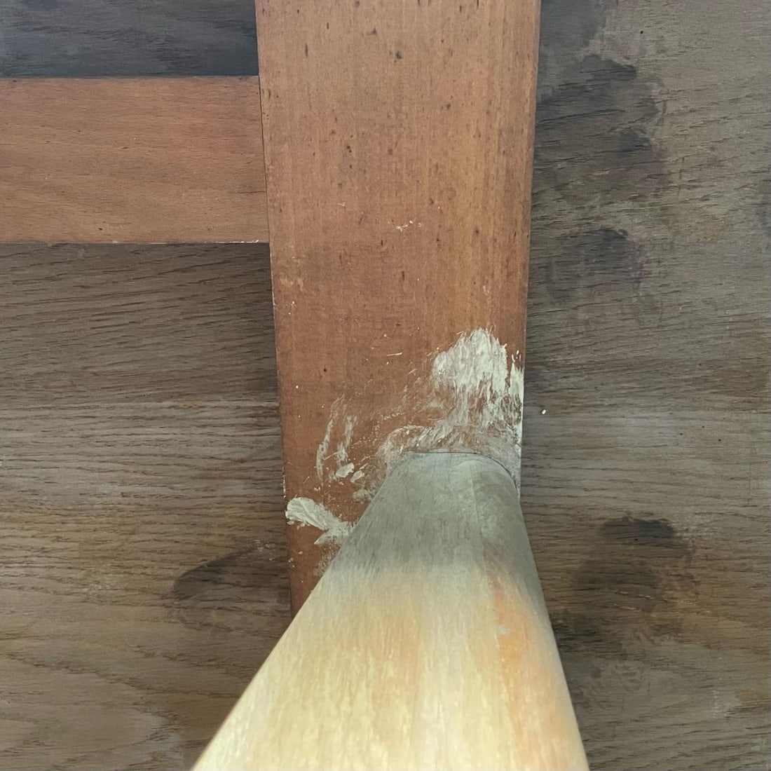 French Mid-Century Modern Style Dining / Kitchen Table, Farmhouse, Trestle Base - 12