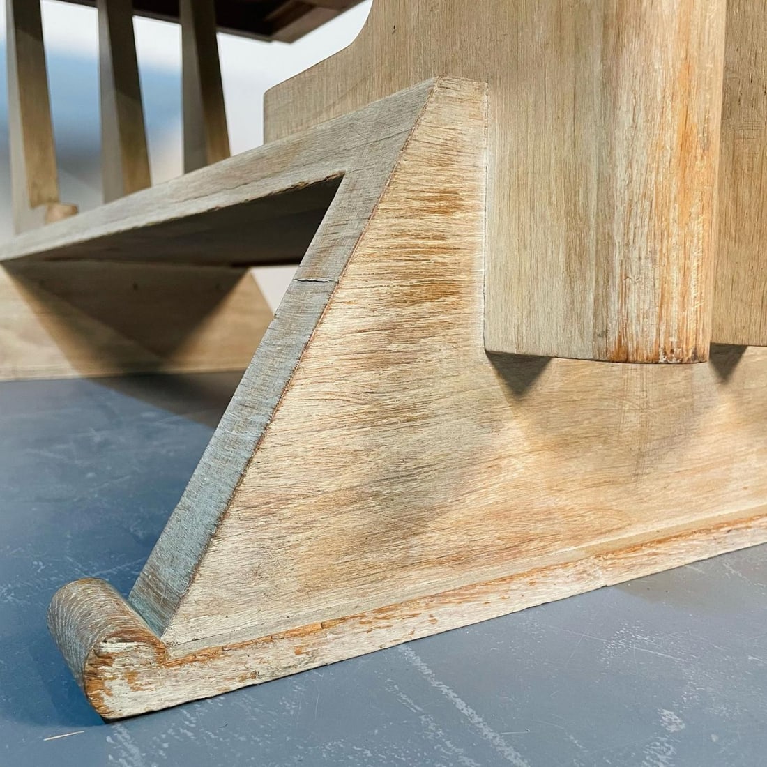 French Mid-Century Modern Style Dining / Kitchen Table, Farmhouse, Trestle Base - 6