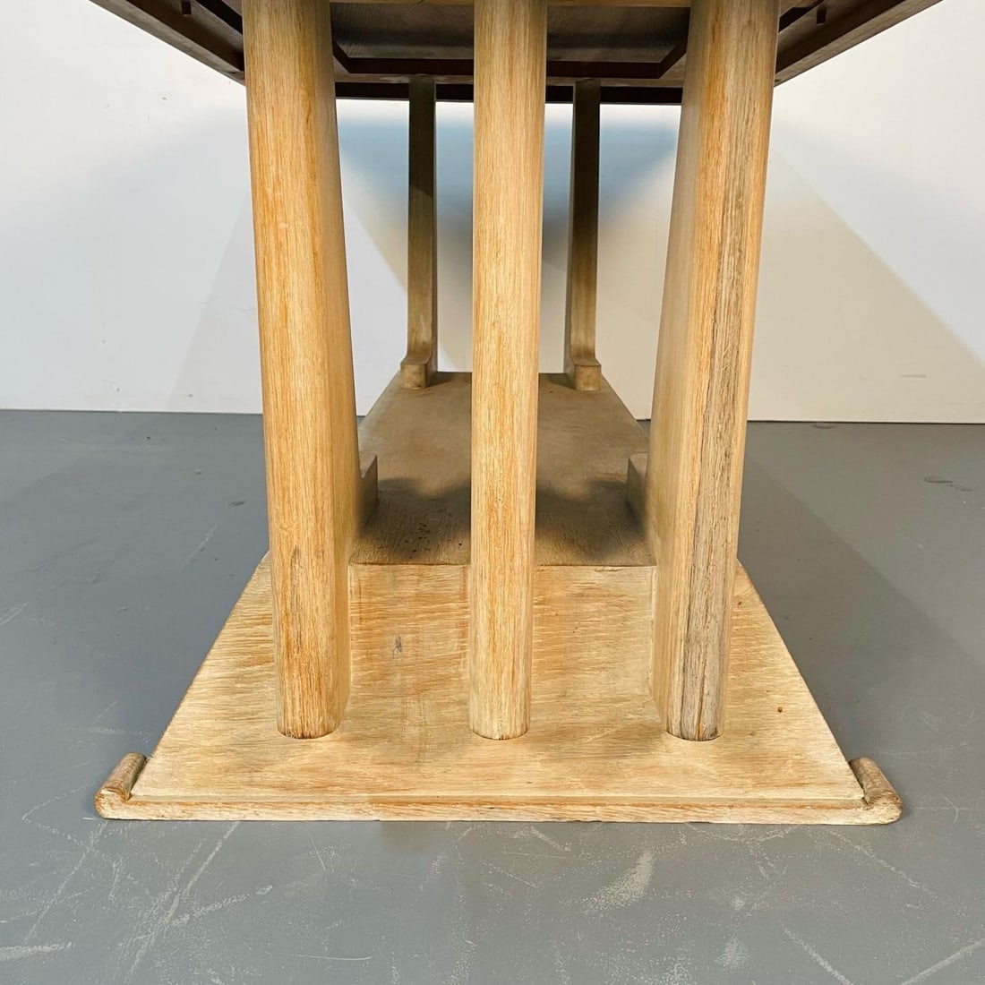 French Mid-Century Modern Style Dining / Kitchen Table, Farmhouse, Trestle Base - 7