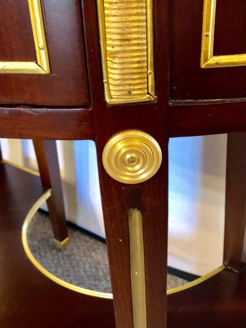 Pair of Russian Neoclassical Style Demilune End Tables or Nightstand Commodes - 7