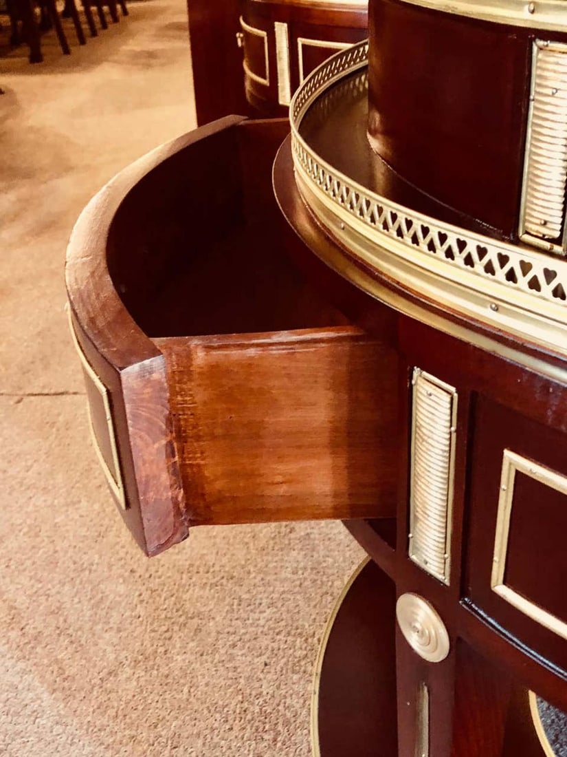 Pair of Russian Neoclassical Style Demilune End Tables or Nightstand Commodes - 8