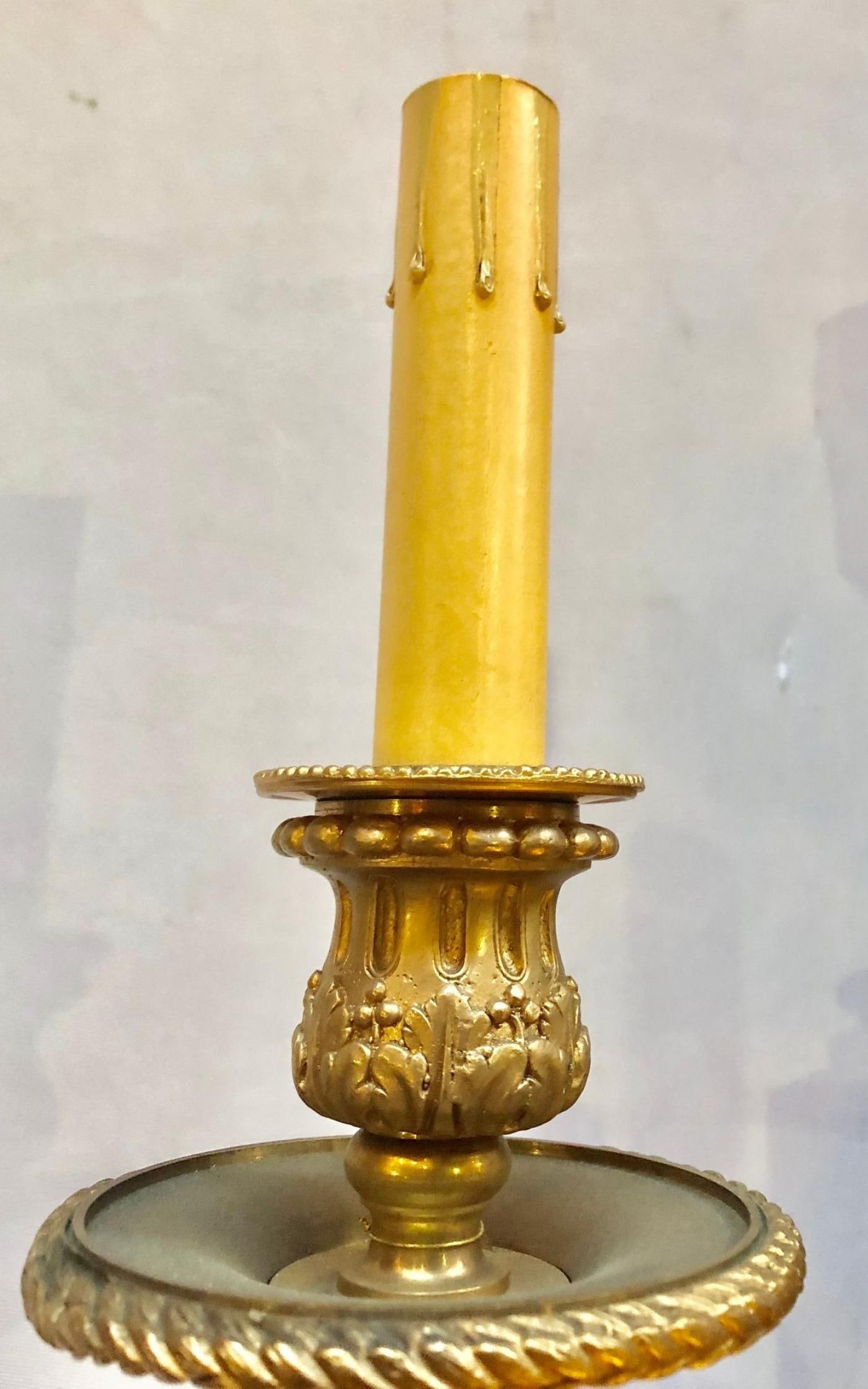 Pair of French Louis XVI Style Dore Bronze Sconces with Foundry Name - 10