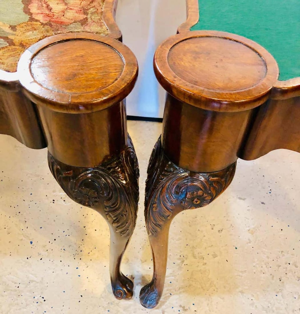 Pair of 18th-19th Century Georgian Compatible Card / Game or Flip Top Tables - 11