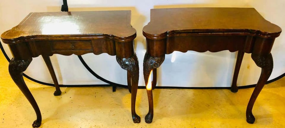 Pair of 18th-19th Century Georgian Compatible Card / Game or Flip Top Tables - 3