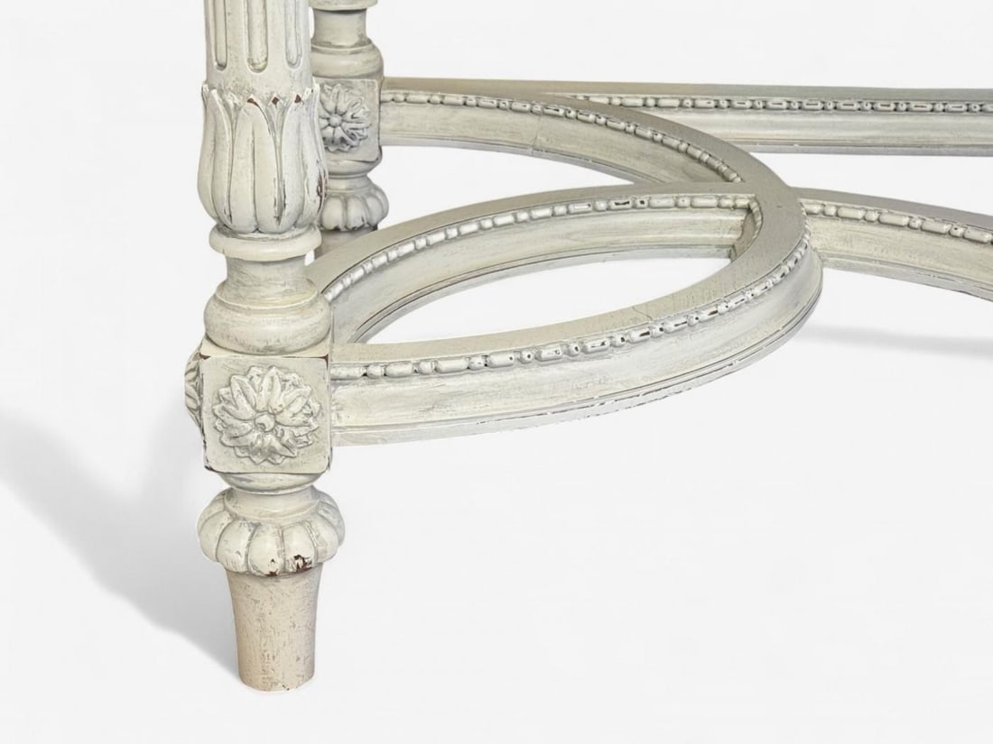 Gustavian Louis XVI Style, White Painted Console Table, France, Marble, 1910 - 10