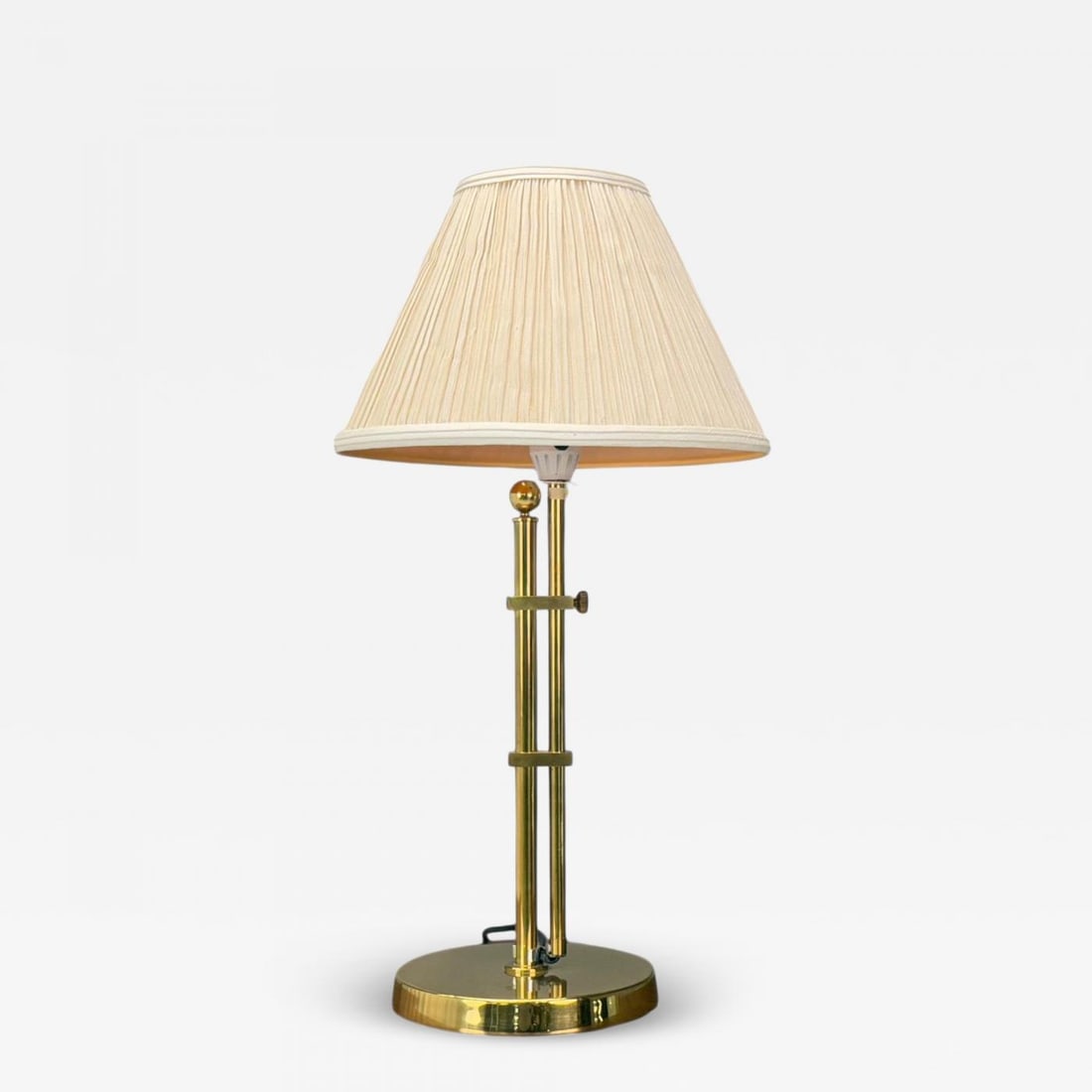 Bergboms, Swedish Modern, Brass, Fabric, Adjustable Table Lamp, Sweden, 1980s - 2