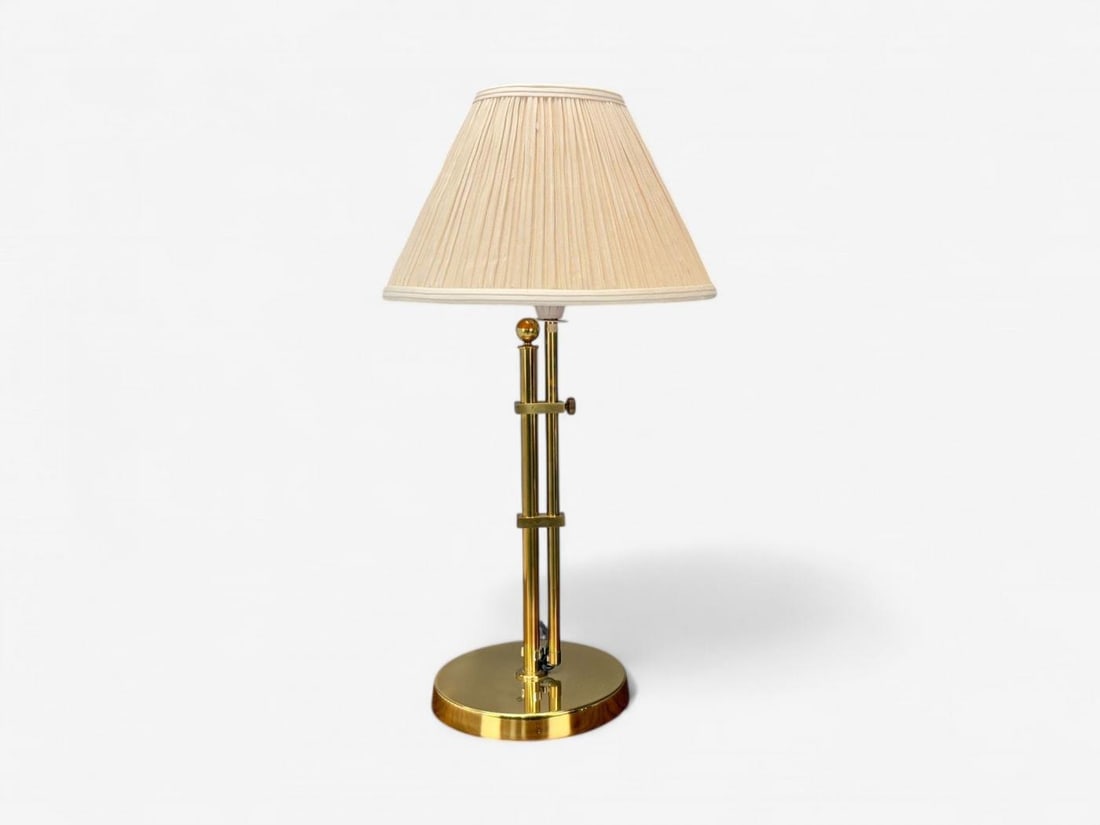 Bergboms, Swedish Modern, Brass, Fabric, Adjustable Table Lamp, Sweden, 1980s - 5