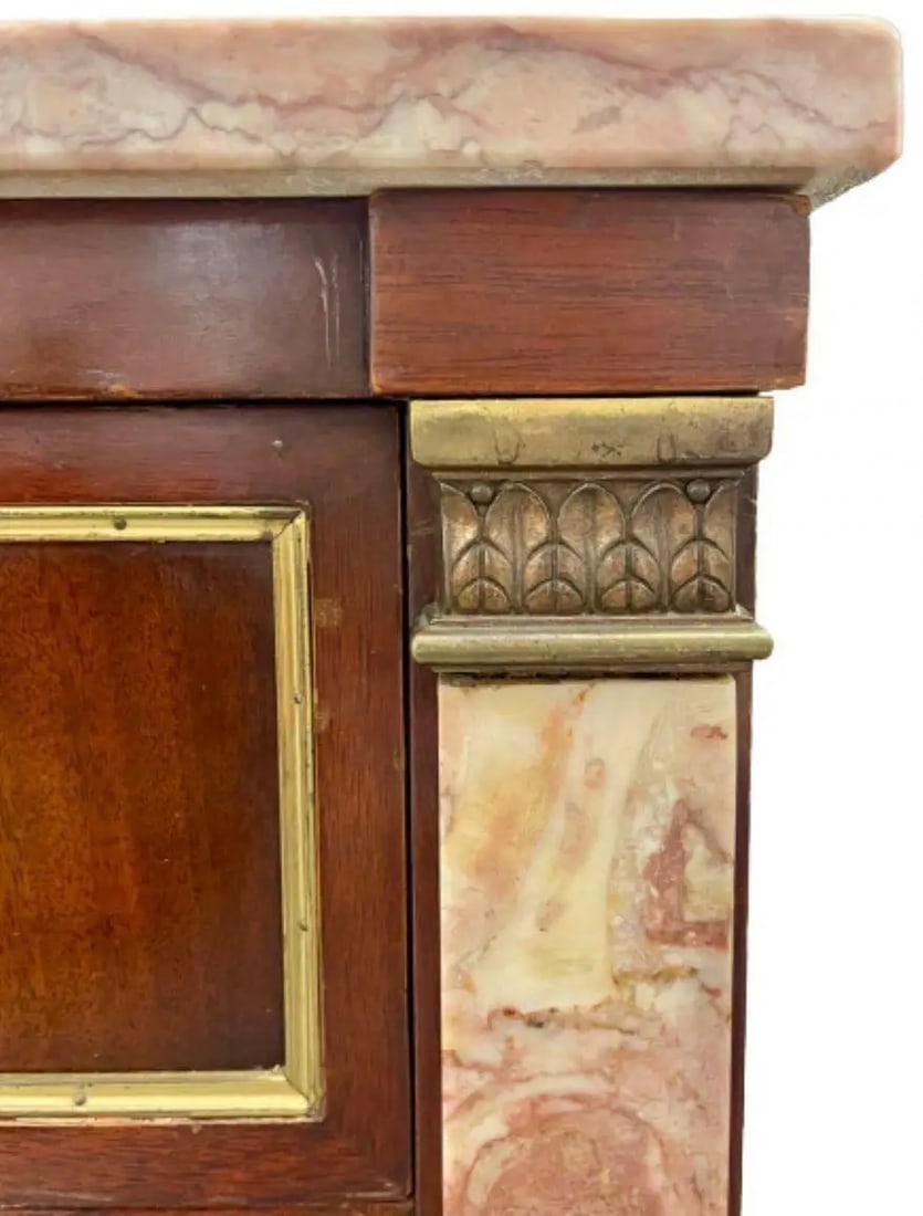 Marble Top Bronze-Mounted Maison Jansen Style Marble Column Front Commode - 3