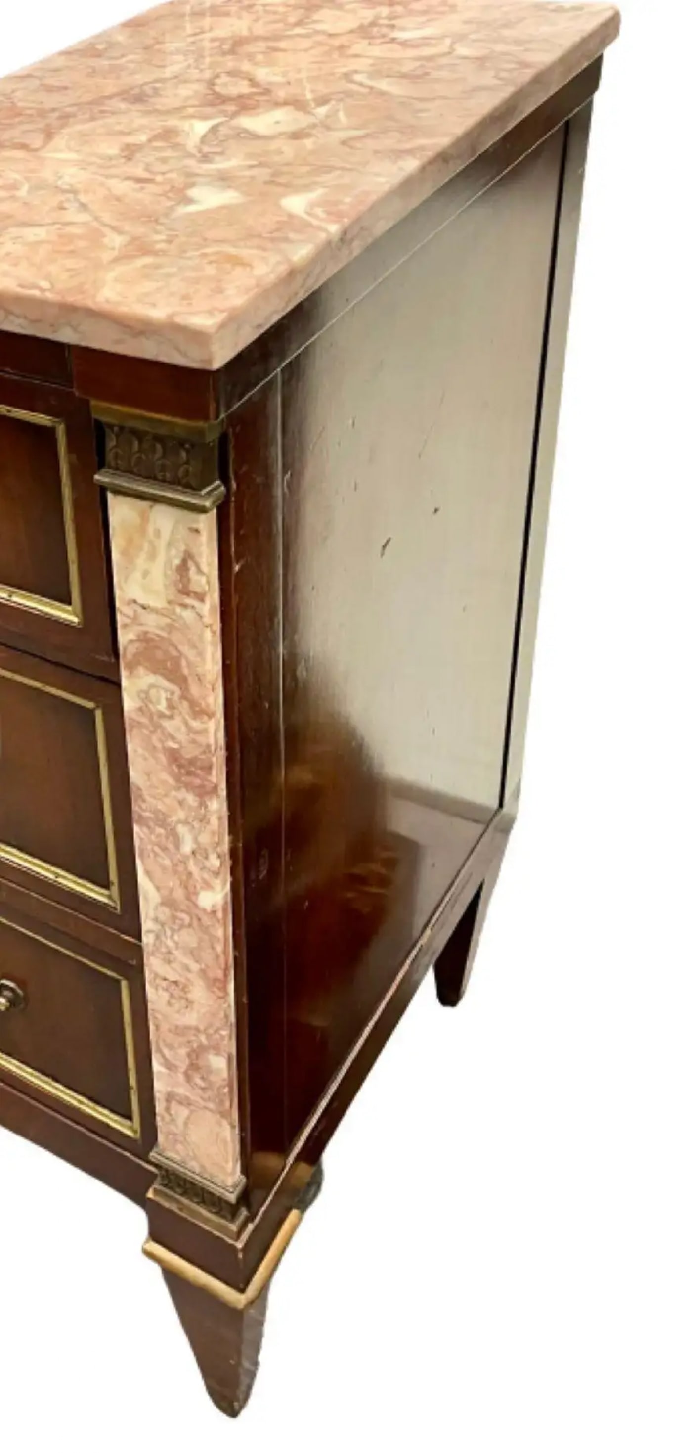 Marble Top Bronze-Mounted Maison Jansen Style Marble Column Front Commode - 7