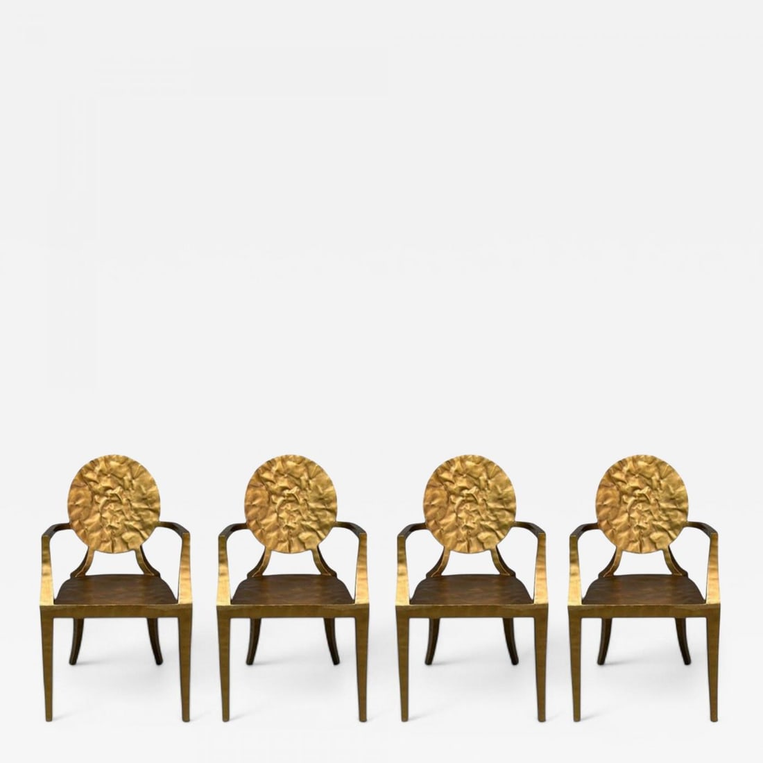 Made Goods, Hammered Gilt Iron, Six Daphne Dining Chairs, Philippines, 21st C. (1 of 10)