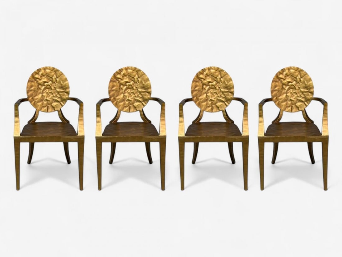 Made Goods, Hammered Gilt Iron, Six Daphne Dining Chairs, Philippines, 21st C. - 4