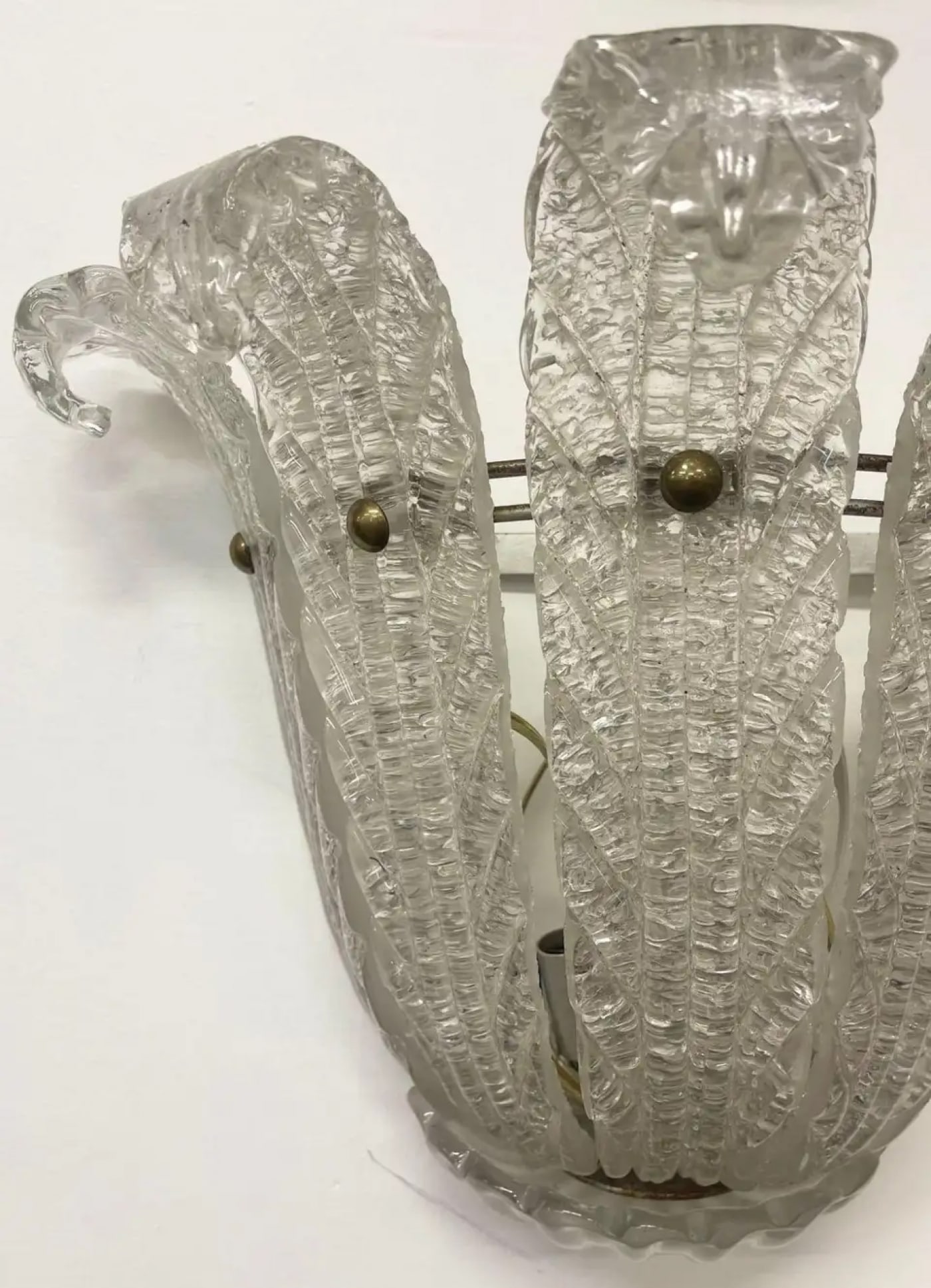 Pair of Murano Glass Wall Sconces by Barovier & Toso, Fleur de Lis, Mid-Century - 10