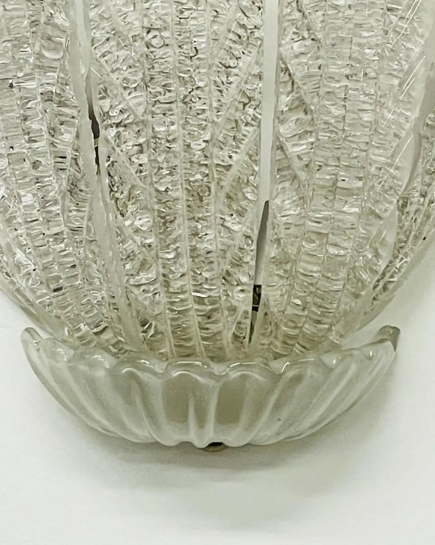 Pair of Murano Glass Wall Sconces by Barovier & Toso, Fleur de Lis, Mid-Century - 11