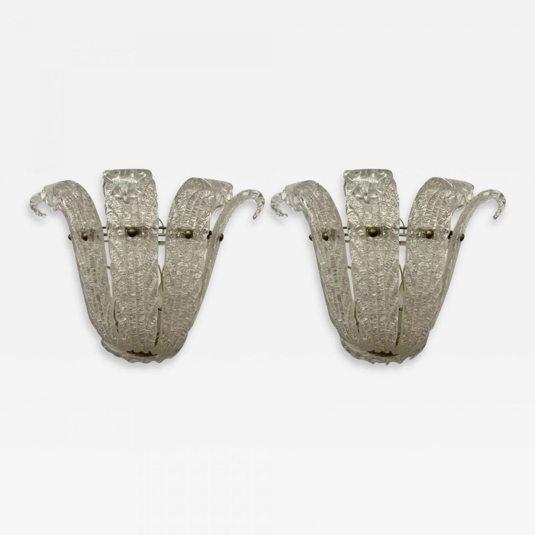 Pair of Murano Glass Wall Sconces by Barovier & Toso, Fleur de Lis, Mid-Century (1 of 12)