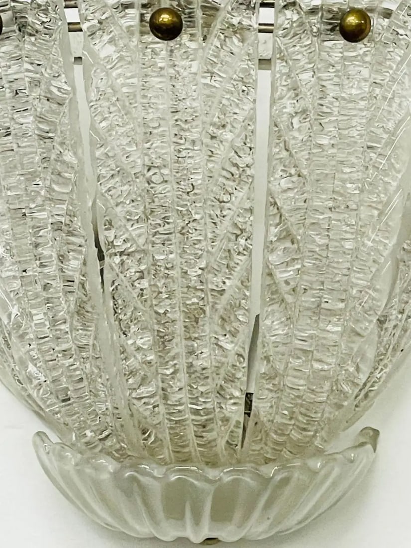 Pair of Murano Glass Wall Sconces by Barovier & Toso, Fleur de Lis, Mid-Century - 7