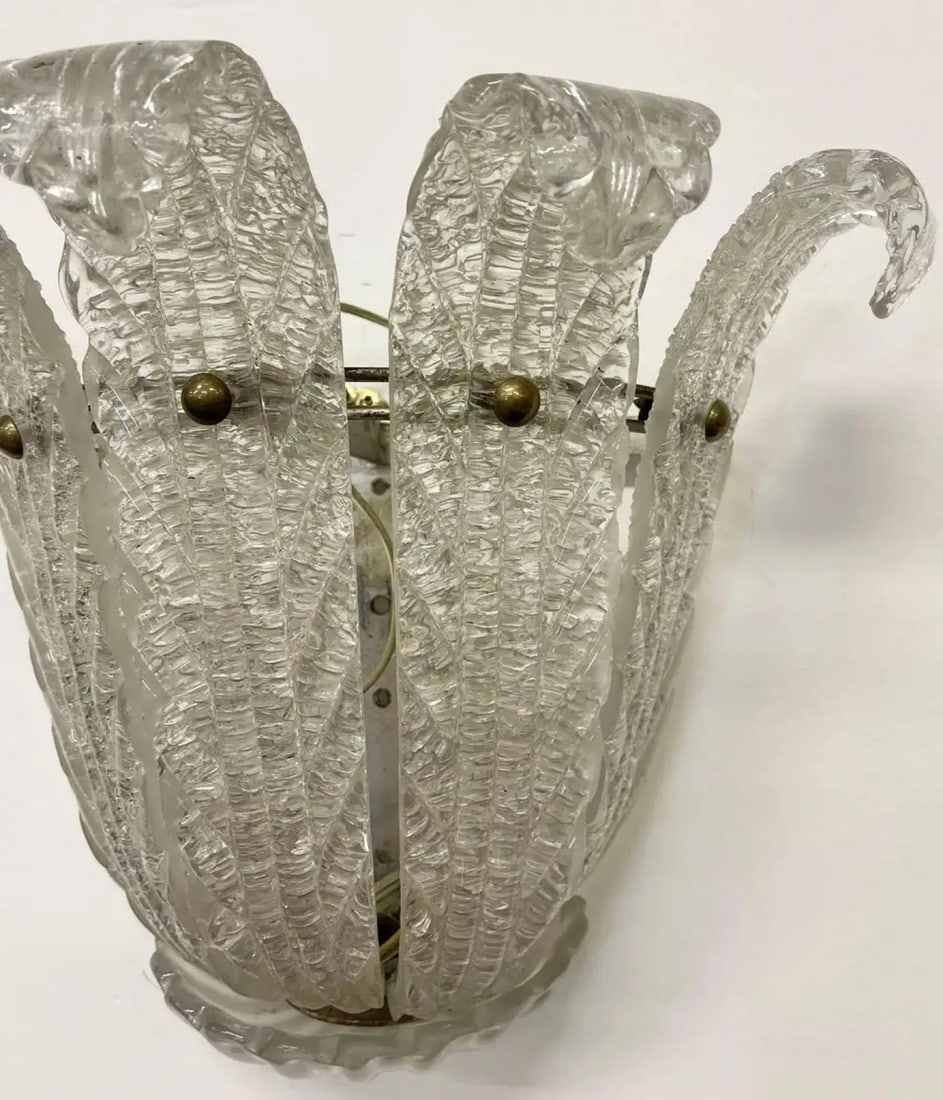 Pair of Murano Glass Wall Sconces by Barovier & Toso, Fleur de Lis, Mid-Century - 8