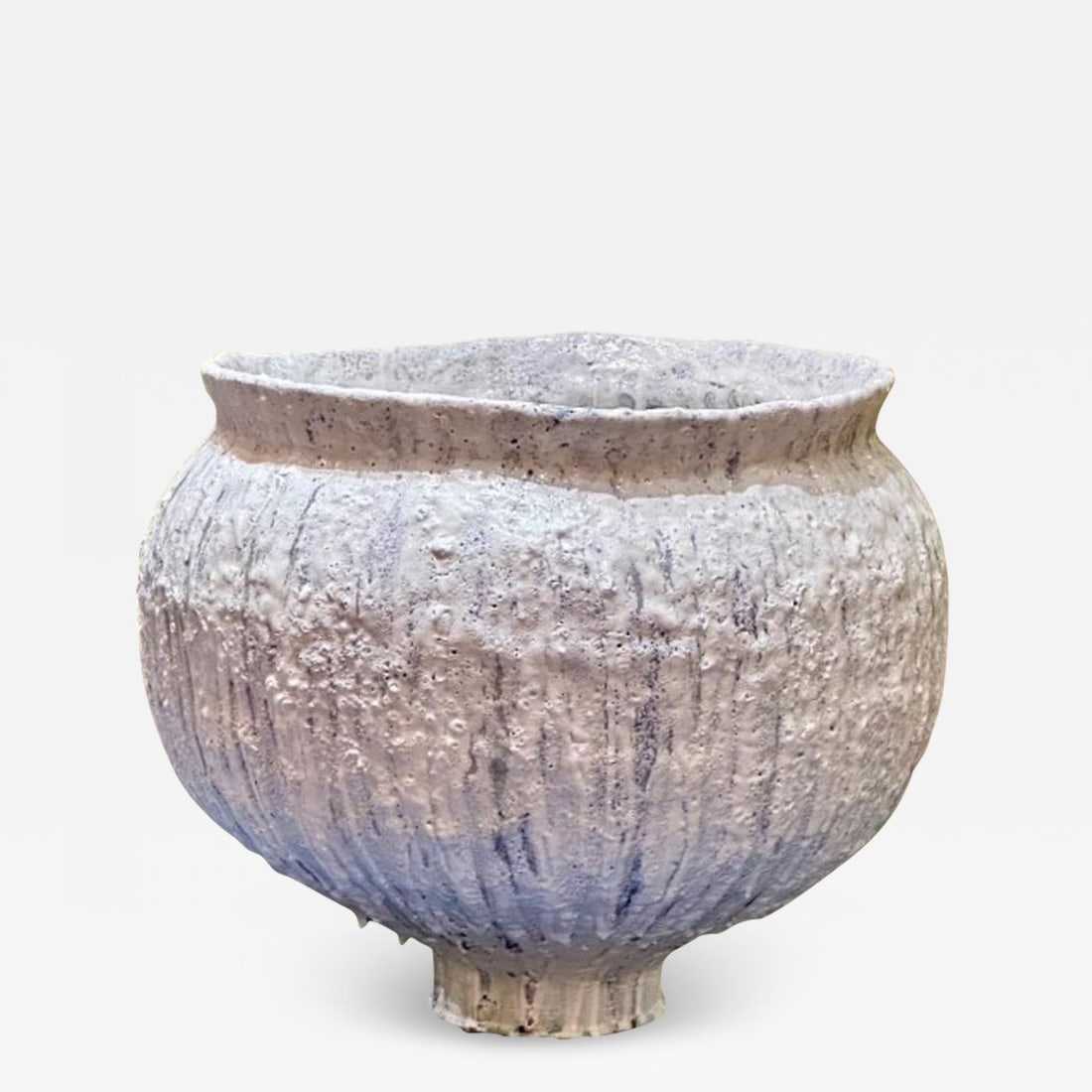 Jon Tierney, Contemporary, Large Modern Moon Jar, Glazed Ceramic, White and Blue - 2