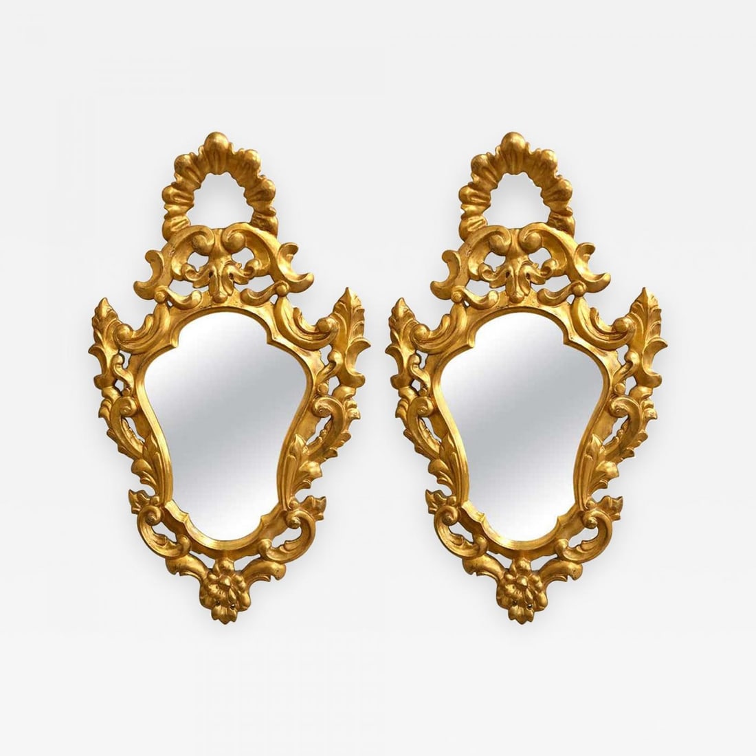 Pair of Italian Rococo Wall Mirrors, Giltwood Carved (1 of 12)