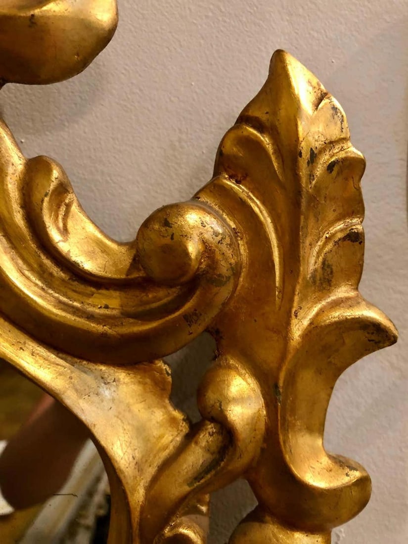 Pair of Italian Rococo Wall Mirrors, Giltwood Carved - 8