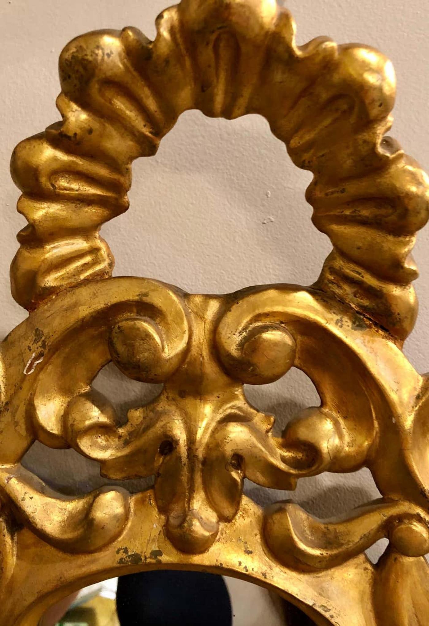 Pair of Italian Rococo Wall Mirrors, Giltwood Carved - 9