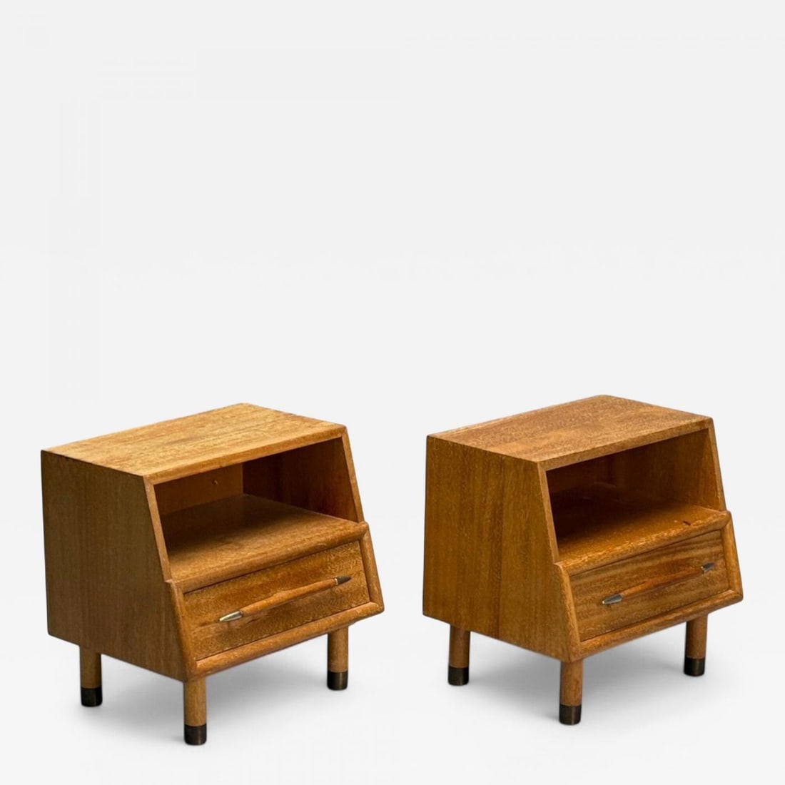 John Keal, Bleached Mahogany, Open Nightstands, USA, 1960s (1 of 12)
