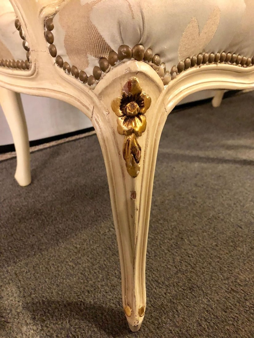 Pair of French Louis XV Style Parcel-Gilt and Paint Decorated Bergere Chairs - 8