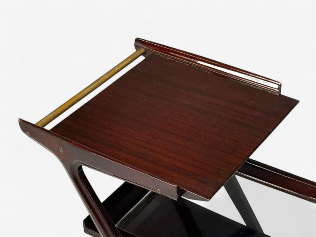 Ico Parisi Style, Italian Modern, Wood, Brass, Glass, Bar Cart, Italy, 1950s - 6