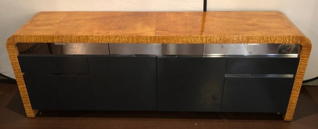 Mid-Century Modern Waterfall Sideboard / Dresser by Vladimir Kagan, Burlwood - 7