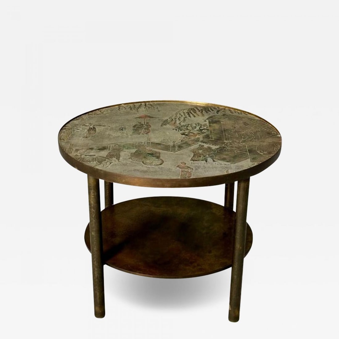 Philip & Kelvin LaVerne, Mid-Century Modern, Tao Shelf, Tall Side Table, Bronze (1 of 10)