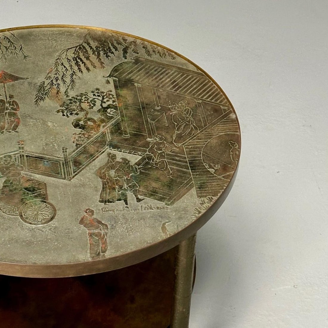 Philip & Kelvin LaVerne, Mid-Century Modern, Tao Shelf, Tall Side Table, Bronze - 6