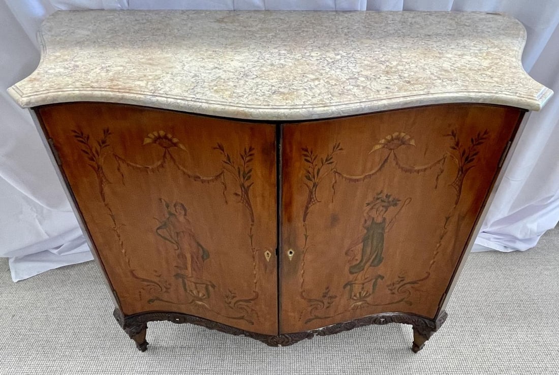 Edwardian Adams Style Marble-Top Curved Front Finely Detailed Commode - 5