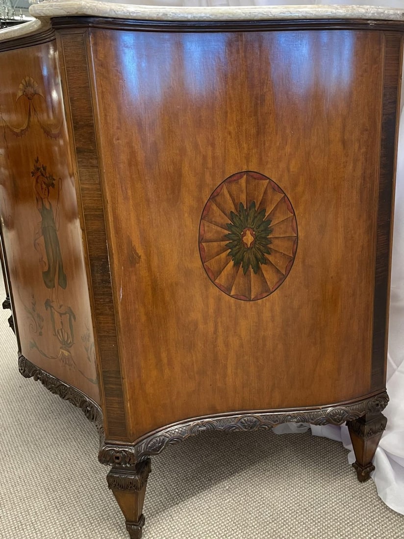 Edwardian Adams Style Marble-Top Curved Front Finely Detailed Commode - 7