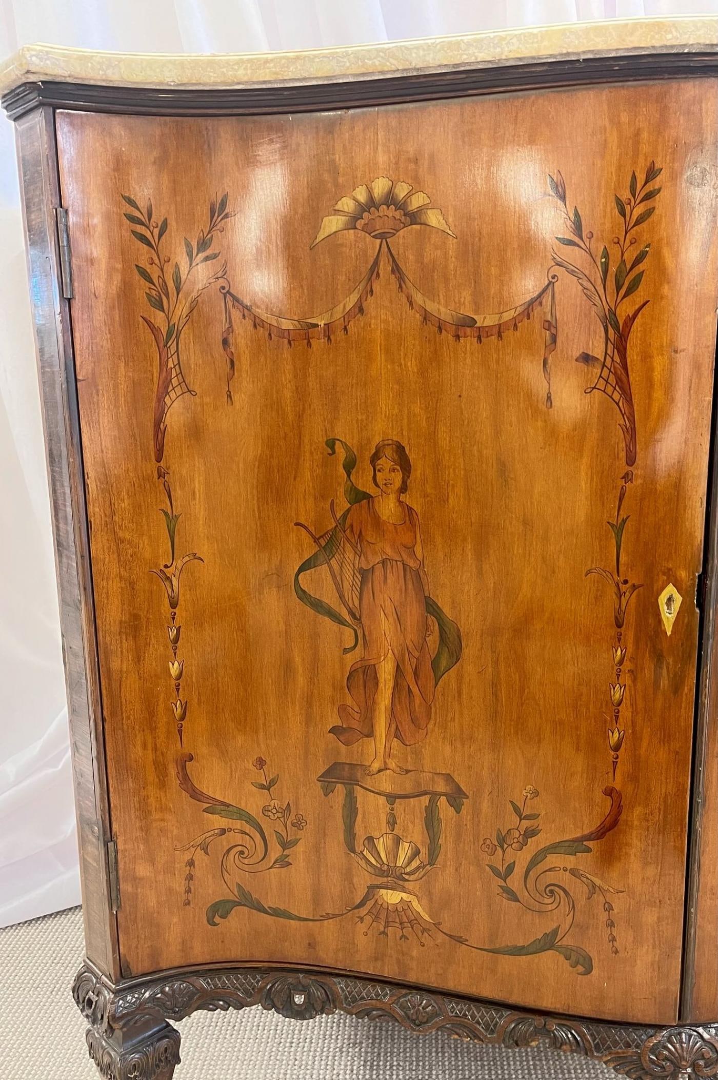 Edwardian Adams Style Marble-Top Curved Front Finely Detailed Commode - 8