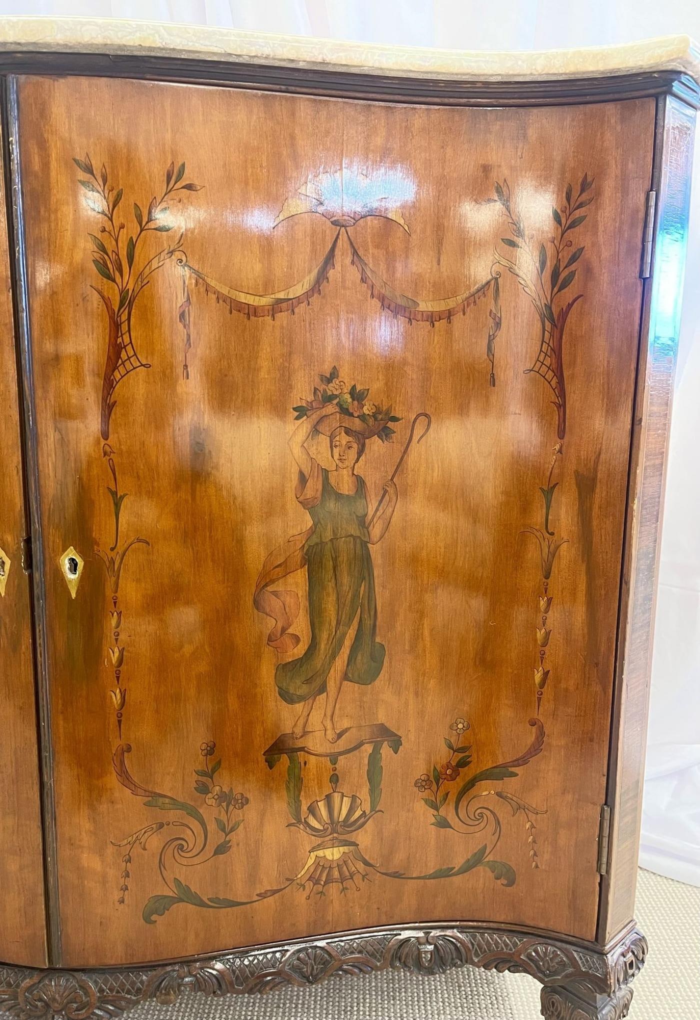 Edwardian Adams Style Marble-Top Curved Front Finely Detailed Commode - 9