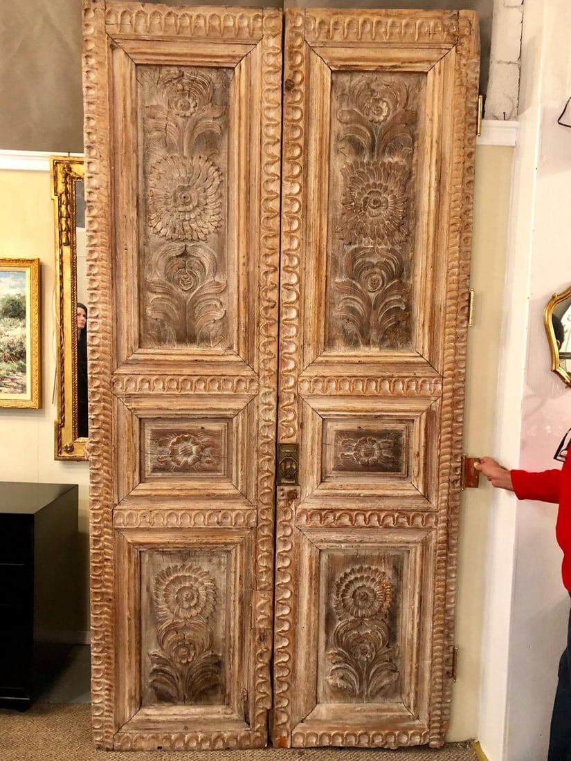 Pair of 19th Century Monumental Folk Art Doorways Mounted as Room Divider - 8