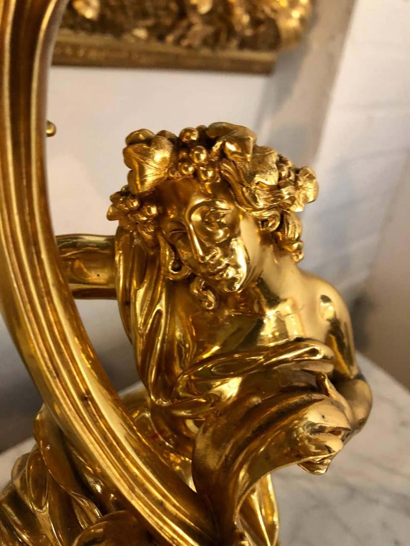 Pair of 19th Century Bronze 24-Carat Gold-Plated Six-Arm Figural Candelabras - 10