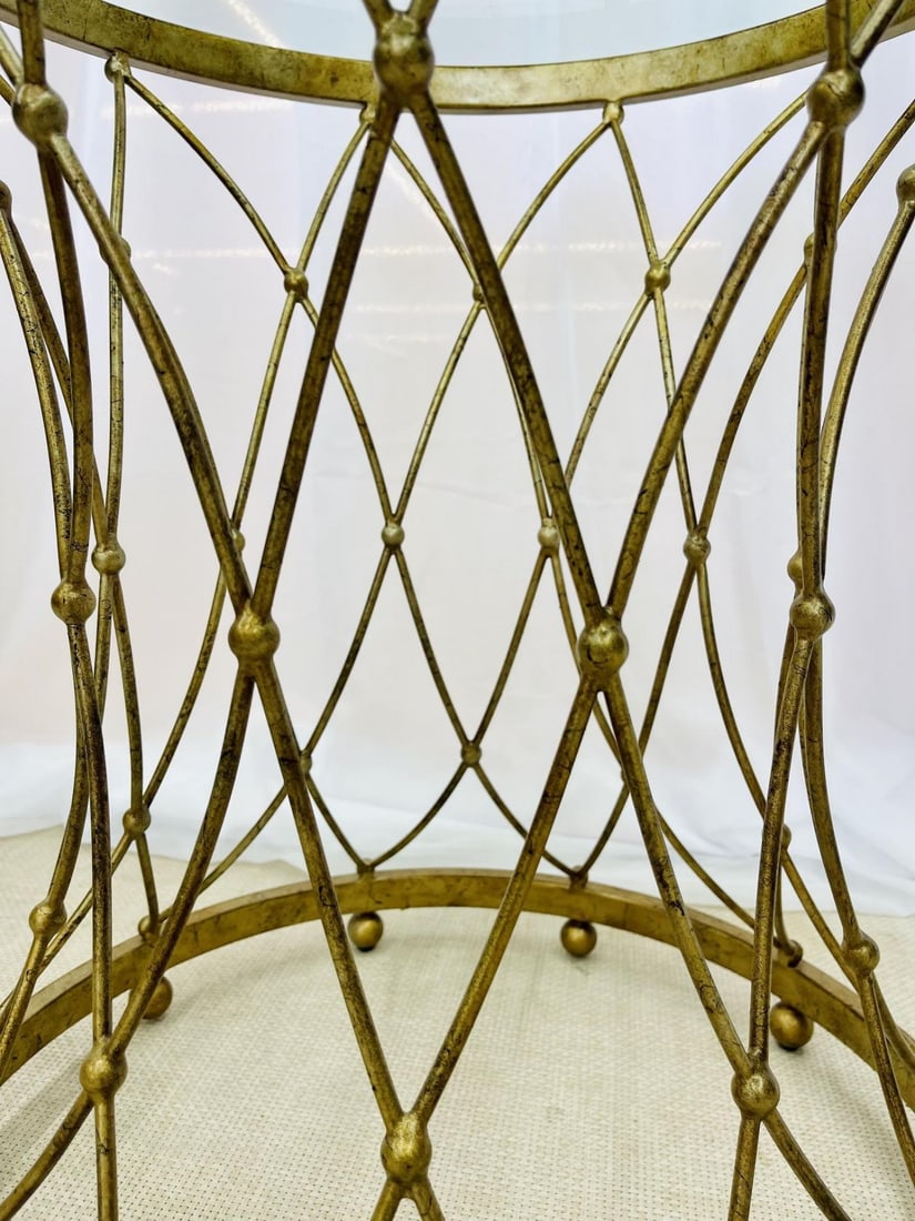 Neoclassical, Maison Jansen Style Round Gilt Metal Coffee Table, Side Table - 12