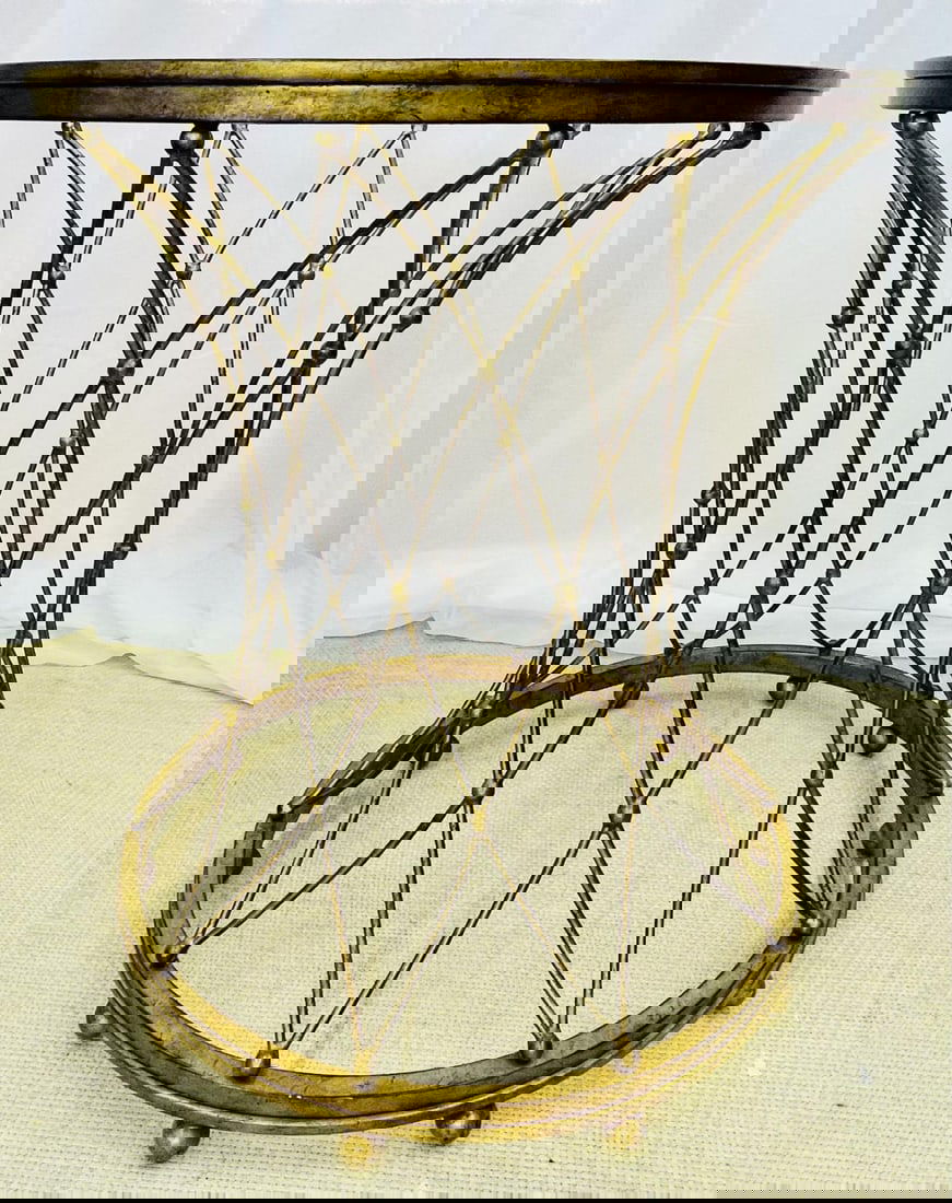 Neoclassical, Maison Jansen Style Round Gilt Metal Coffee Table, Side Table - 9