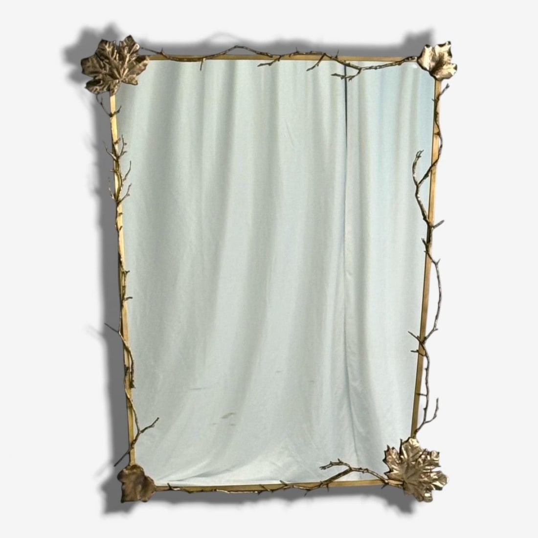 Modern Trapezoidal Bronze Wall Mirrors, Branch and Leaf Motif, France, 21st C. - 6