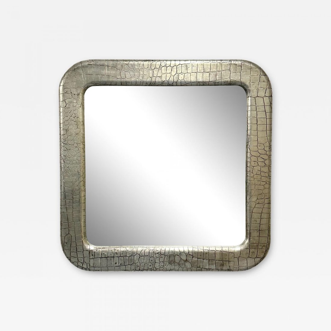 Mid-Century Modern Wall Mirror, Embossed Crocodile Leather, Baughman for Coggin - 2