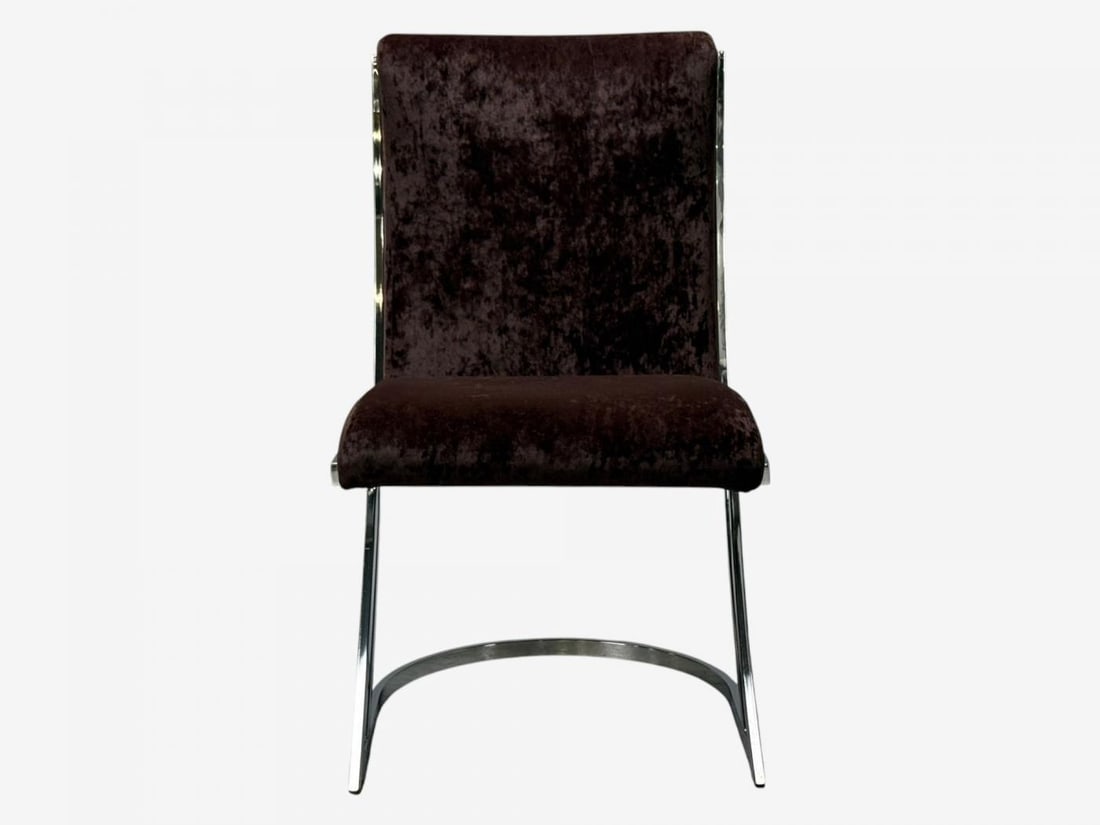 Pierre Cardin, Chromed Metal, Velvet, Six Dining Chairs, USA, 1970s - 5