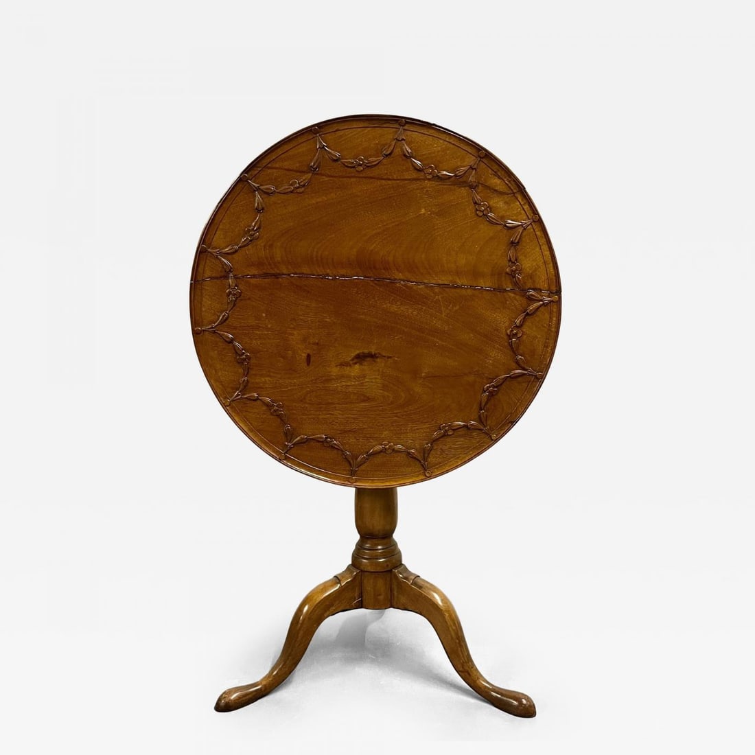 19th Century American Pie Crust Table, Tilt Top, Solid Wood Carved. (1 of 12)