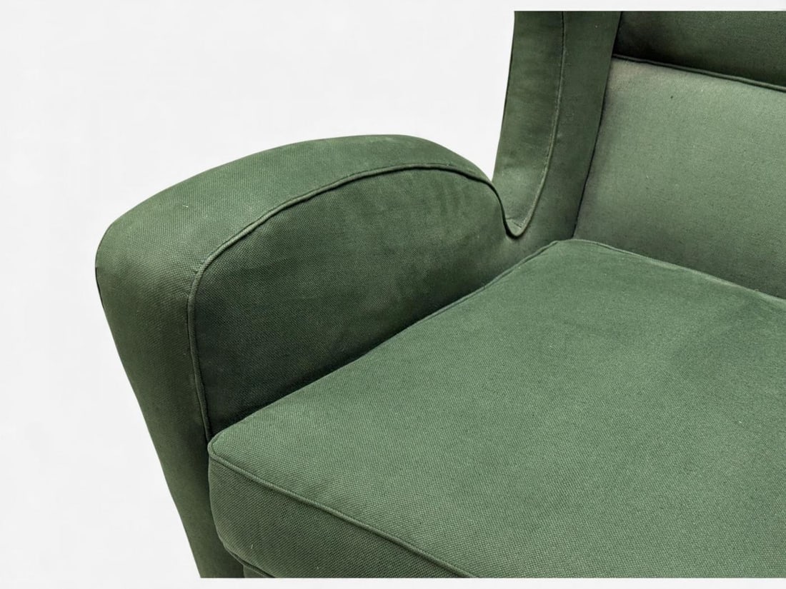 Melchiorre Bega attr., Dark Green Fabric, Wood, Lounge Chair, Italy, 1950s - 7