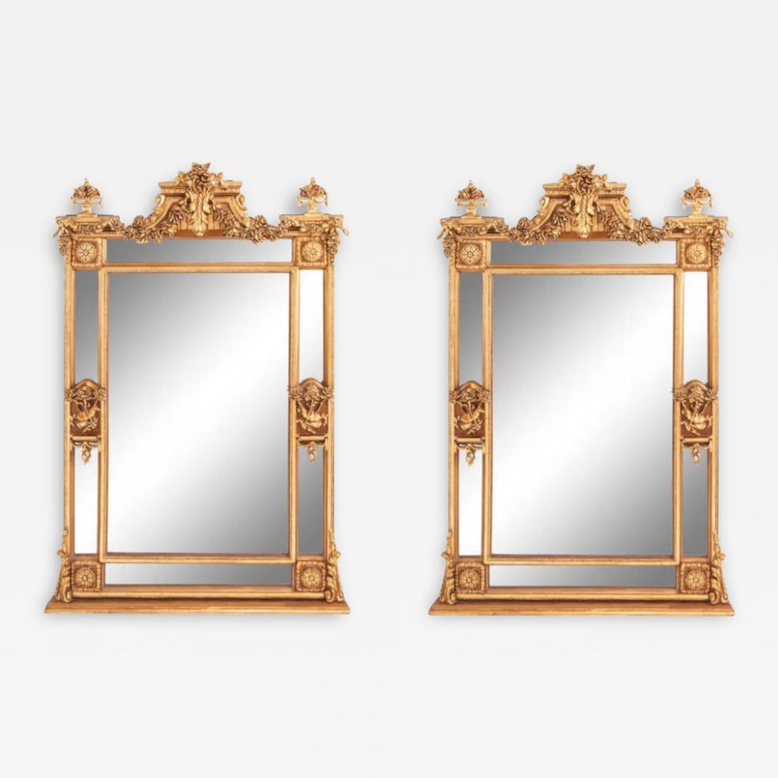 Louis XVI Style, Large Wall or Floor Mirrors, Giltwood, Gesso, Europe, 19th C. (1 of 12)