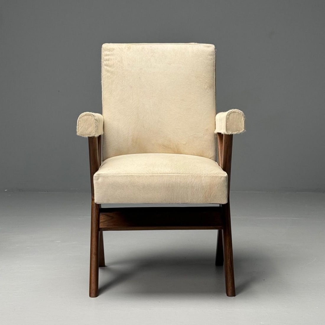 Pierre Jeanneret, French Mid-Century Modern, Upholstered Arm Chairs, Cowhide - 8