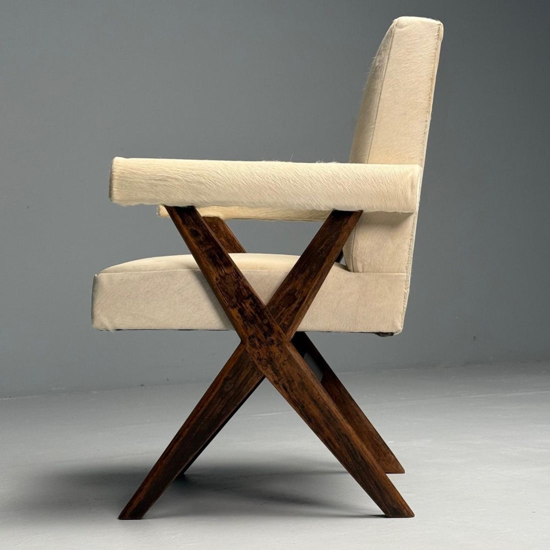 Pierre Jeanneret, French Mid-Century Modern, Upholstered Arm Chairs, Cowhide - 9