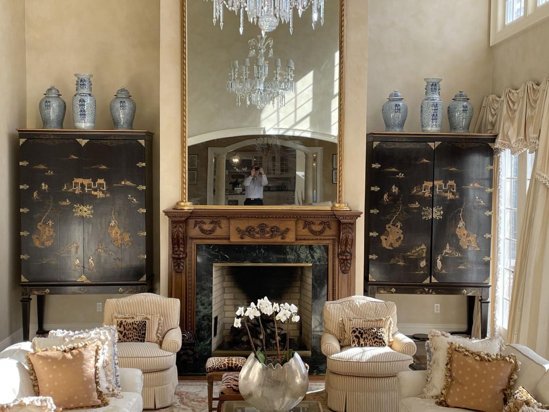 A Louis XVI Style Carved Mantle, Fireplace Surround, Solid Wood Carved, Oak - 6