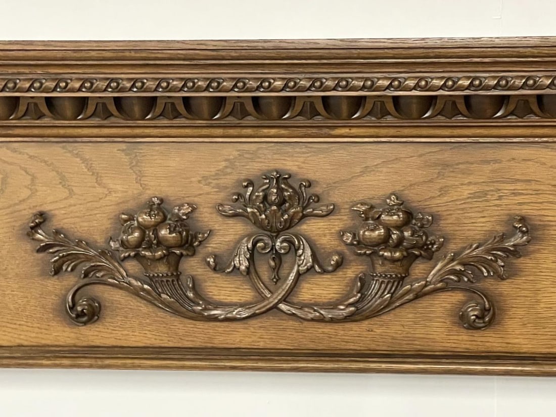 A Louis XVI Style Carved Mantle, Fireplace Surround, Solid Wood Carved, Oak - 8
