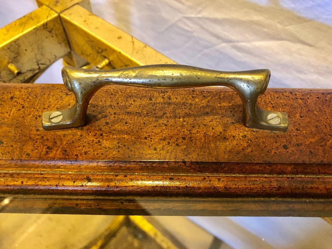 Hollywood Regency Two-Tier Serving Cart in a Faux Marbleized Design - 12